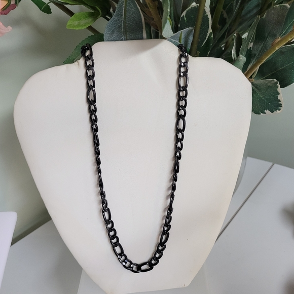 Black Plated Stainless Steel necklace 22" NWT - Picture 1 of 6